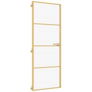 vidaXL Sobna vrata tanka zlatna 76x201,5 cm kaljeno staklo i aluminij