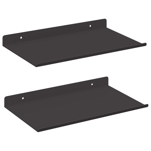 vidaXL Polica na zidu s policom Zidne 2 pcs Crna 30 x 17,5 x 2,5 cm