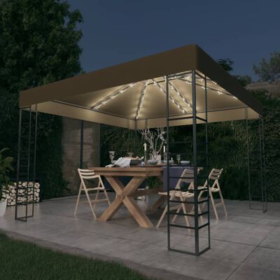vidaXL Vrtni šator s LED svjetlosnim trakama 3 x 3 m smeđe-sivi