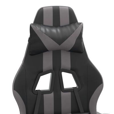vidaXL Okretna igraća stolica s osloncem crno-siva od umjetne kože