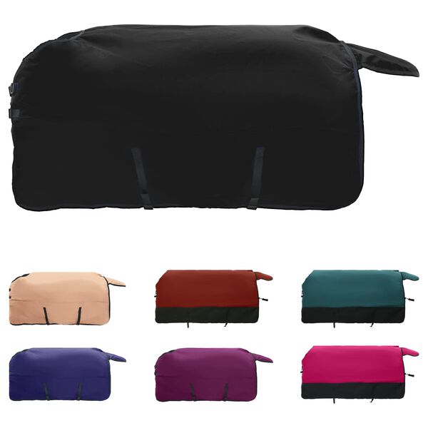 vidaXL Pokrivač za konje Tamno zelena i crna 165 cm Poliester