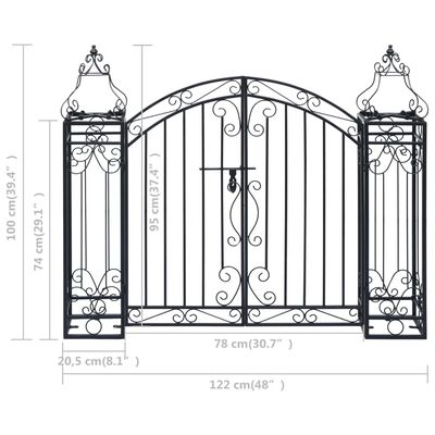 vidaXL Ukrasna vrtna vrata od kovanog željeza 122 x 20,5 x 100 cm