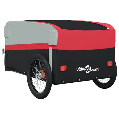 vidaXL Prikolica za bicikl crno-crvena 45 kg željezna