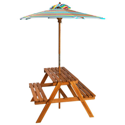 vidaXL Dječji stol za piknik sa suncobranom 79x90x60 cm bagremovo drvo