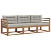 vidaXL Set vanjskih sofa s jastukom 3 pcs Prirodna i svijetlo siva