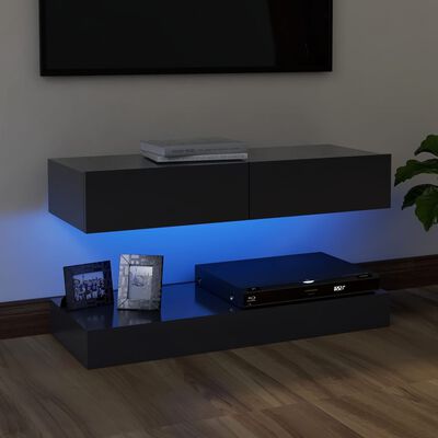 vidaXL TV ormarić s LED svjetlima sivi 90 x 35 cm