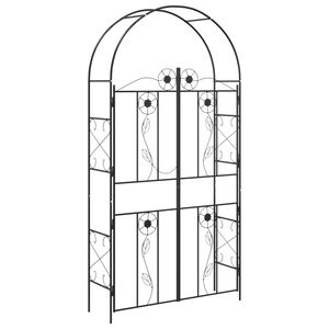 vidaXL Vrtni Luk Crna 115 x 37 x 226 cm Čelik