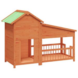 vidaXL Kućica za pse smeđa 143 x 60,5 x 109 cm od masivne borovine