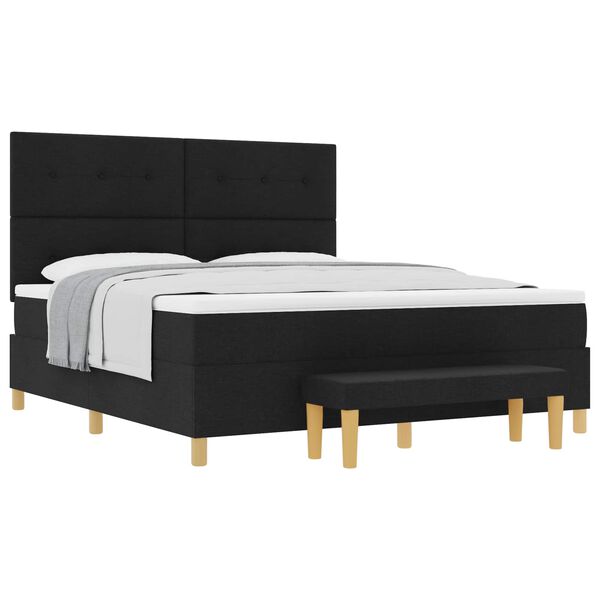 vidaXL Krevet s opruga kutije s madracem Crna 180 x 200 cm tkanina