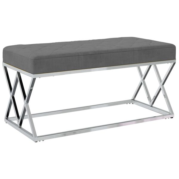 vidaXL Klupa od tamnosivog bar&scaron;una i nehrđajućeg čelika