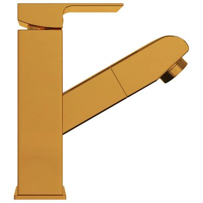 vidaXL Slavina za umivaonik s funkcijom izvlačenja zlatna 157 x 172 mm
