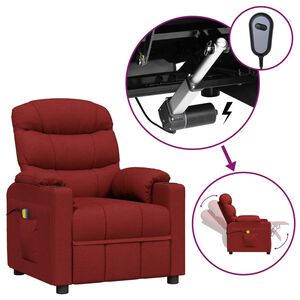 vidaXL Električni masažni naslonjač od tkanine crvena boja vina