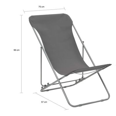 vidaXL Sklopive stolice za plažu 2 kom čelik i tkanina Oxford sive