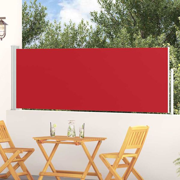vidaXL Uvlačiva bočna tenda za terasu 100 x 300 cm crvena