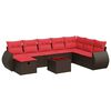vidaXL 9-dijelni set vrtnih sofa s jastucima poliratan smeđi