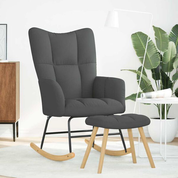 vidaXL Stolica za ljuljanje s osloncem za noge od tkanine tamnosiva