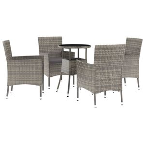 vidaXL 5-dijelni vrtni bistro set od poliratana s jastucima sivi