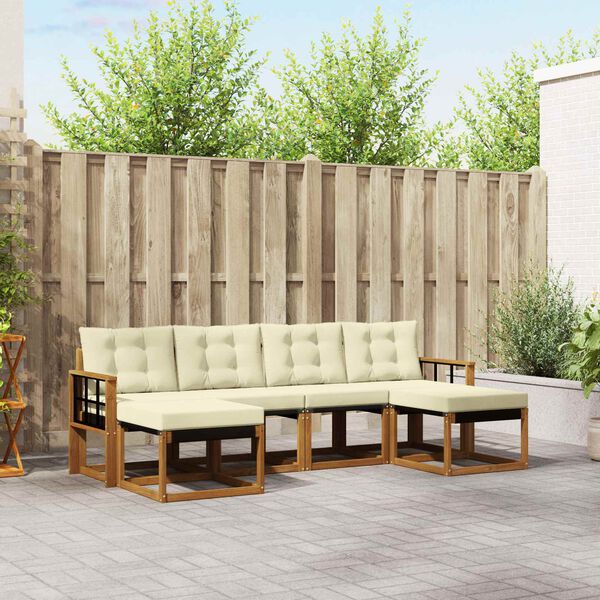 vidaXL Set vanjskih sofa s jastukom 6 pcs Prirodna i krem