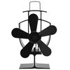 vidaXL Ventilator za peć na toplinski pogon s 5 lopatica crni