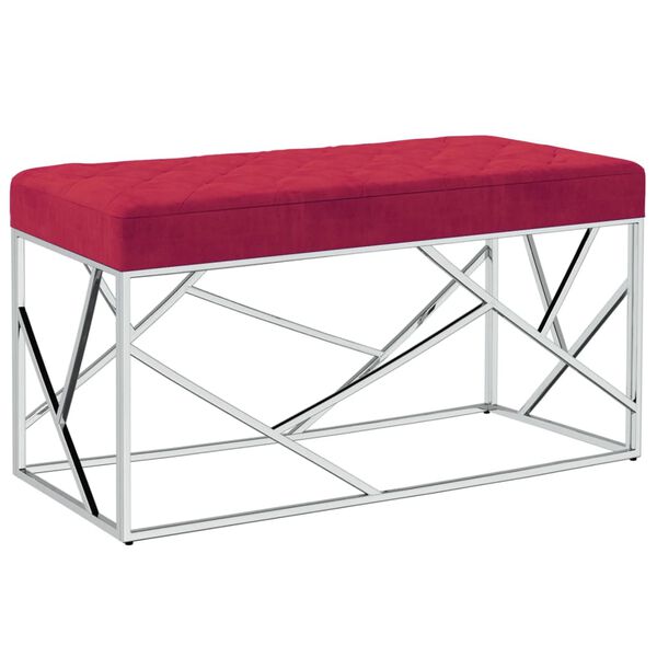 vidaXL Klupa 97 cm bar&scaron;unasta tkanina boje vina i nehrđajući čelik