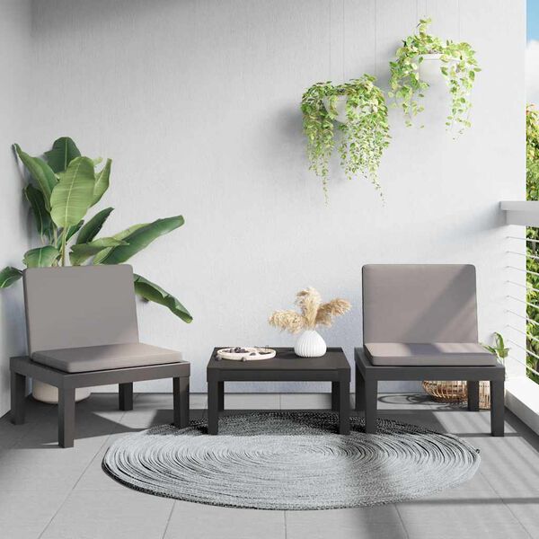 vidaXL Ležaljka za sunčanje s jastucima antracit PP