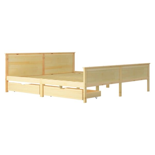vidaXL Okvir za krevet s 2 ladice 200 x 200 cm od masivne borovine