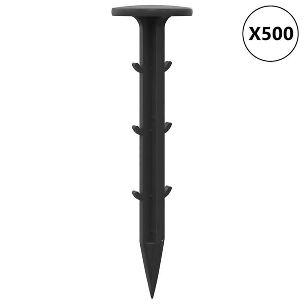 vidaXL Plastične igle 500 pcs Crna &Oslash;3 x 11 cm Plastika