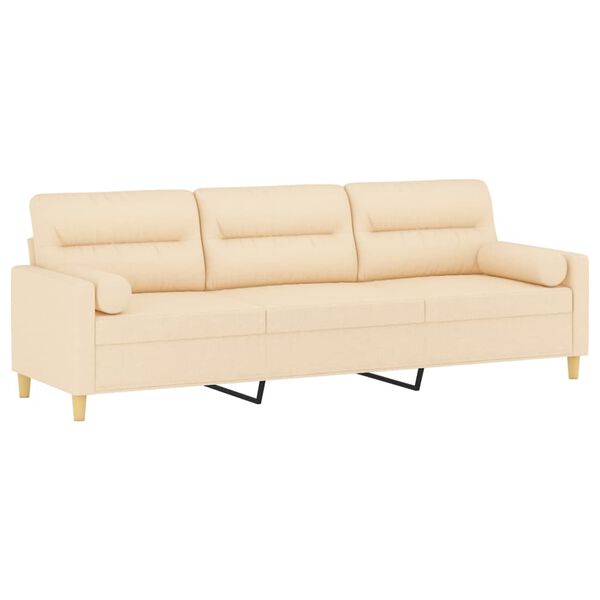 vidaXL Trosjed s jastucima krem 210 cm od tkanine