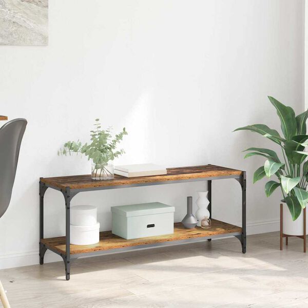 vidaXL TV ormar Staro drvo 100x33x41cm Obrađeno drvo i čelik