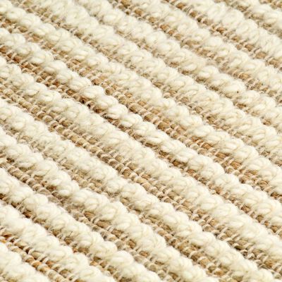 vidaXL Tepih od konoplje i vune 120 x 170 cm prirodna i bijela boja