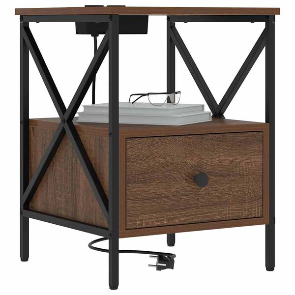 vidaXL Noćni ormar Smeđi hrast 41,5 x 40,5 x 55 cm Konstruirano drvo