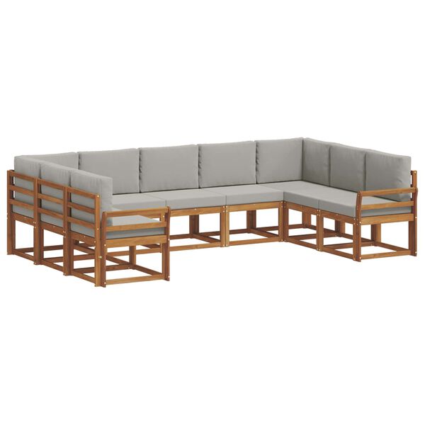 vidaXL Set vanjskih sofa s jastukom 9 pcs Prirodna i svijetlo siva