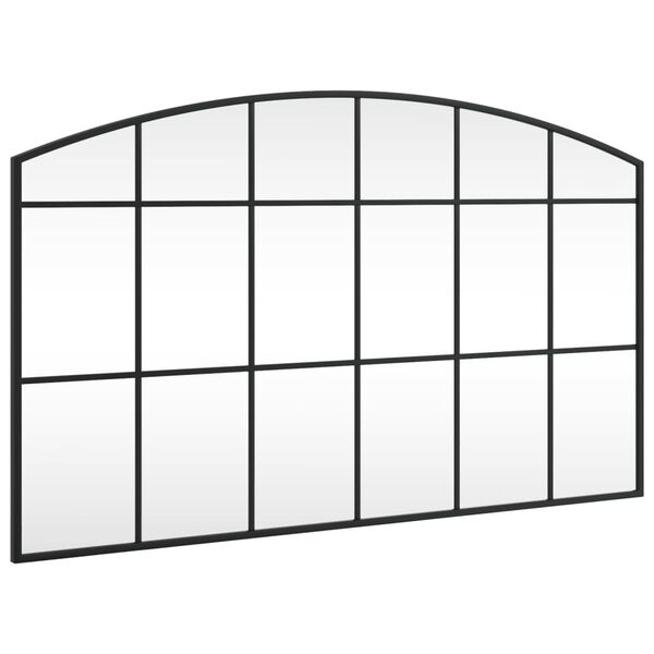 vidaXL Zidno ogledalo crno 100 x 60 cm lučno željezno