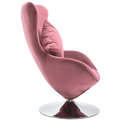 vidaXL Okretna jajolika stolica s jastukom ružičasta baršunasta