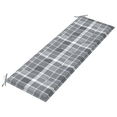 vidaXL Klupa Batavia sa sivim kariranim jastukom 150 cm od tikovine