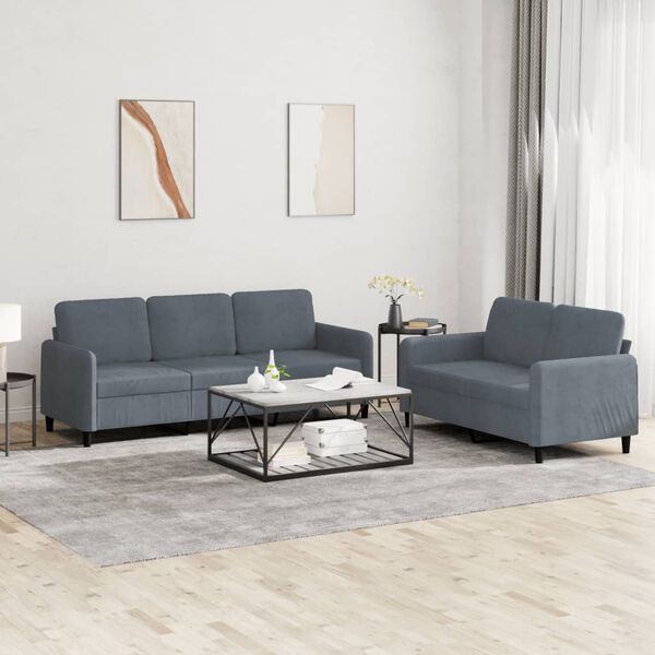 vidaXL 2-dijelni set sofa tamnosivi bar&scaron;unasti