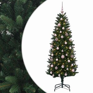 vidaXL Umjetno božićno drvce s kuglicama 120 cm 150 LED lampica
