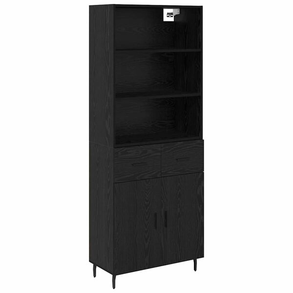vidaXL Highboard s ladicama Crni hrast 69,5 x 34 x 180 cm