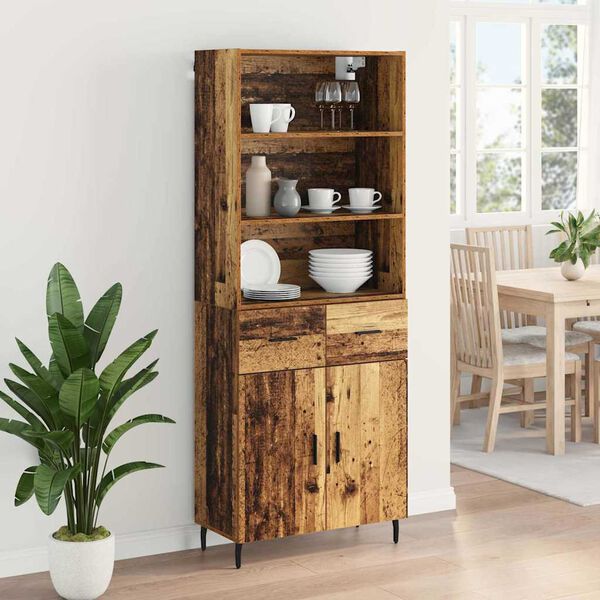 vidaXL Highboard s ladicama Staro drvo 69,5 x 34 x 180 cm