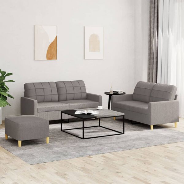 vidaXL 3-dijelni set sofa s jastucima smeđesivi od tkanine