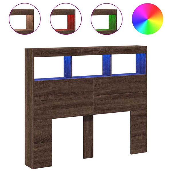 vidaXL Ormarić za uzglavlje LED boja smeđeg hrasta 120x17x102 cm