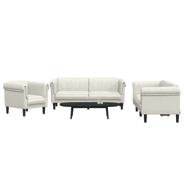 vidaXL 3-dijelni set sofa krem baršunasti