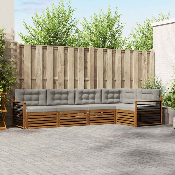 vidaXL Set vanjskih sofa s jastukom 5 pcs Prirodna i svijetlo siva