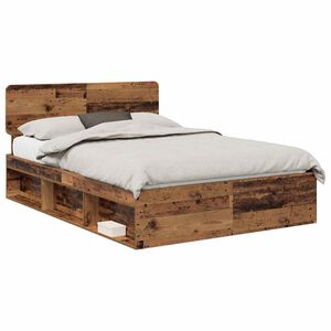 vidaXL Krevetna konstrukcija s uzglavljem Staro drvo 150 x 200 cm