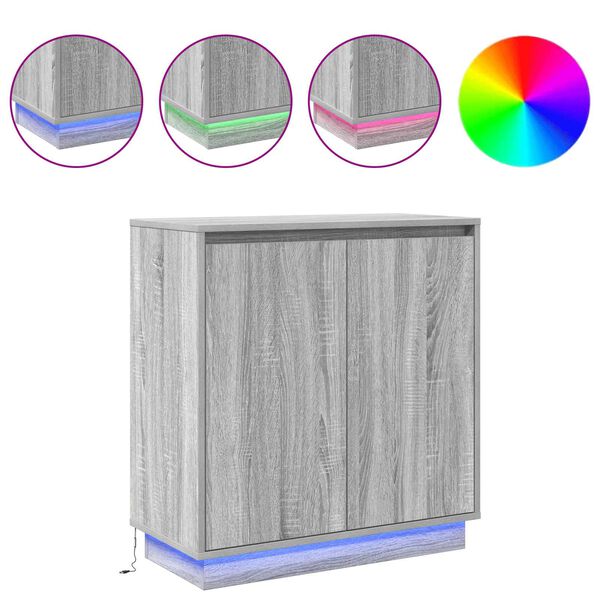 vidaXL LED komoda Siva Sonoma 71 x 34,5 x 75 cm Konstruirano drvo