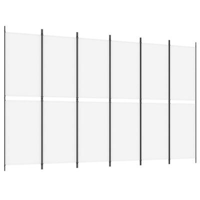 vidaXL Sobna pregrada s 6 panela bijela 300x200 cm od tkanine