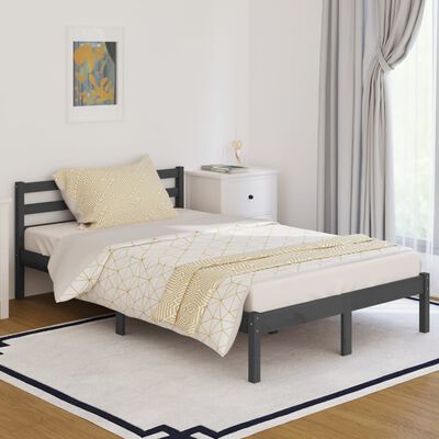 vidaXL Okvir za krevet od masivne borovine 120 x 200 cm sivi