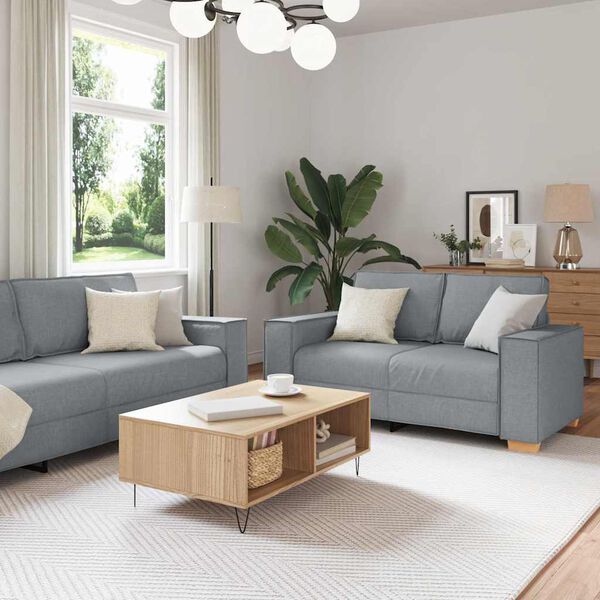 vidaXL Sofa 3 pcs Svijetlo siva Platnasta tkanina