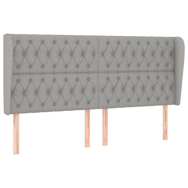 vidaXL Uzglavlje s u&scaron;ima svjetlosivo 203x23x118/128 cm od tkanine