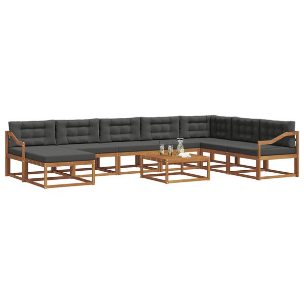 vidaXL Set vanjskih sofa s jastukom 9 pcs Prirodna i antracit